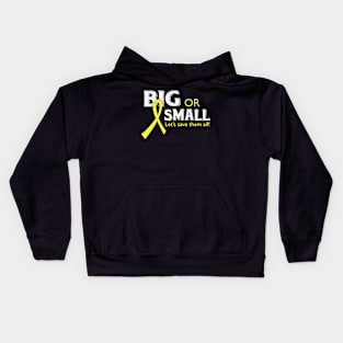 Big Or Small Let's Save Them All Hydrocephalus Awareness Yellow Ribbon Warrior Support Kids Hoodie